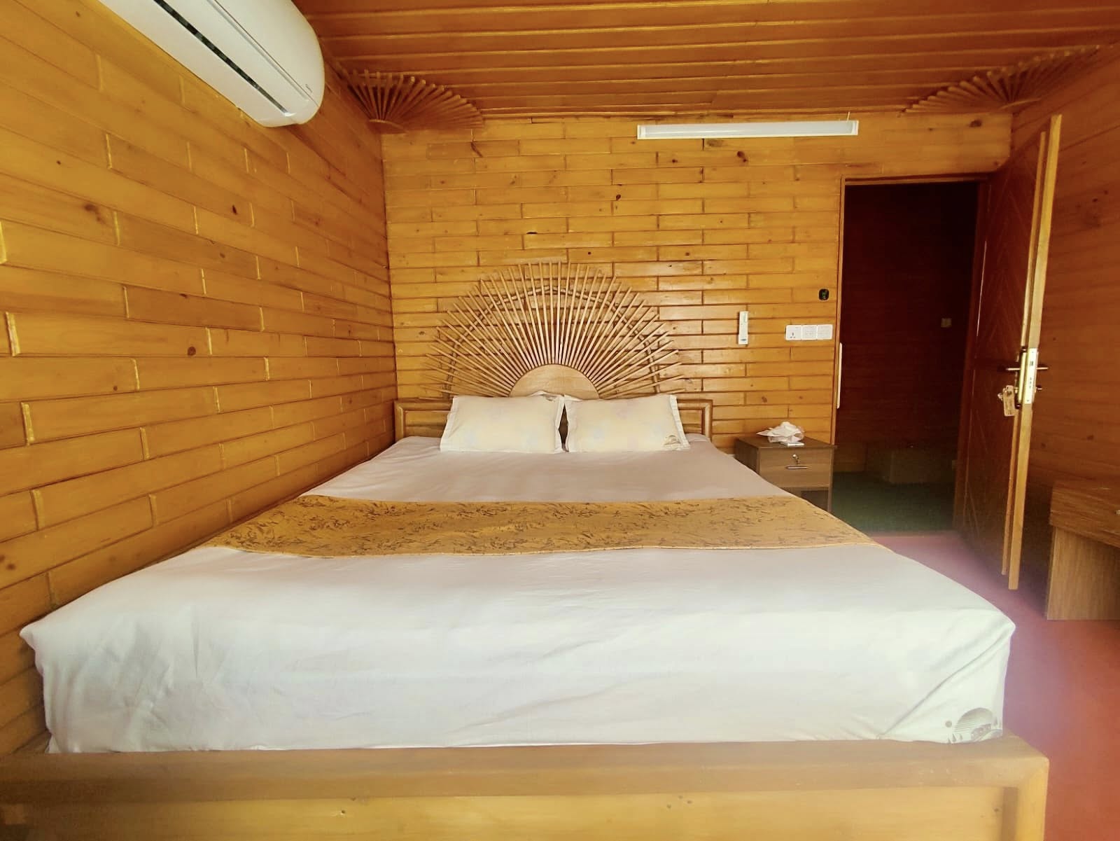 A wooden bedroom